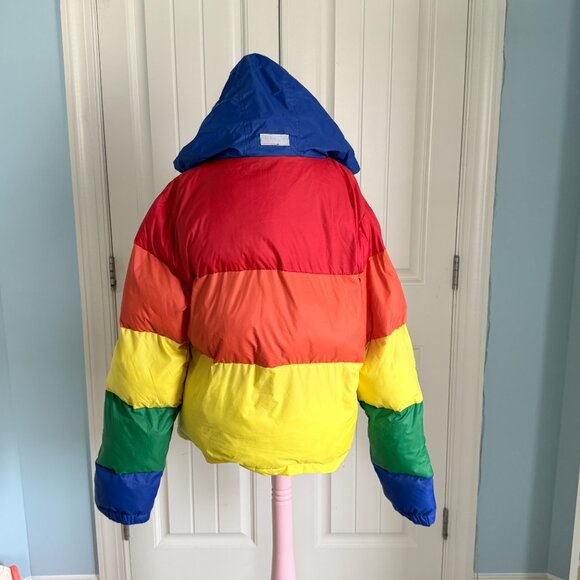dELiA*s Bright Rainbow Puffer Coat with Roll Up Hood - Picture 9 of 13